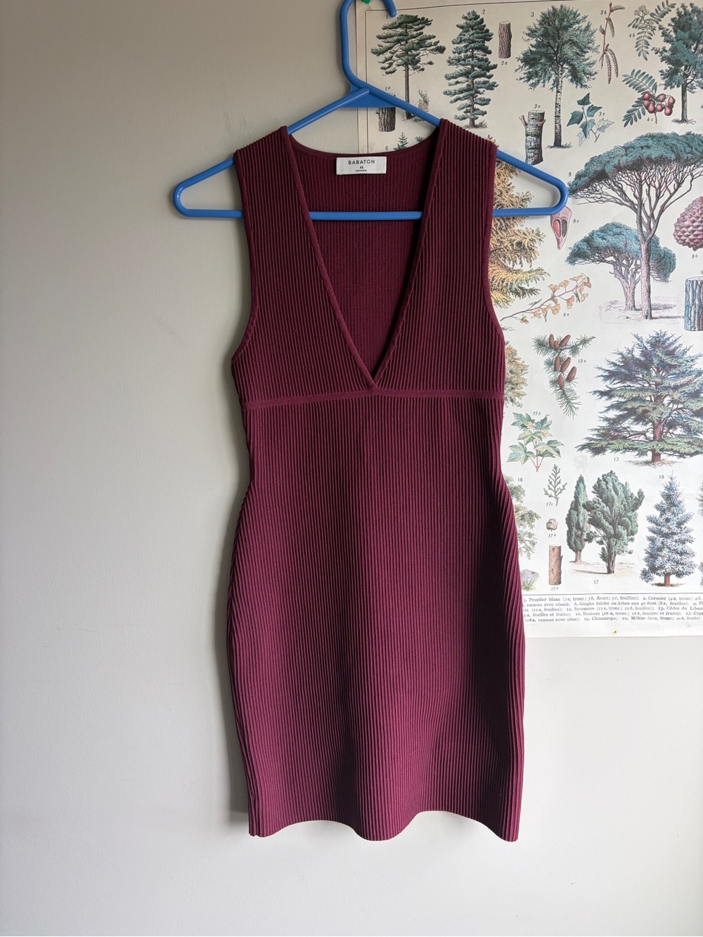 Babaton Sculpt Knit Deep V Neck Dress XS